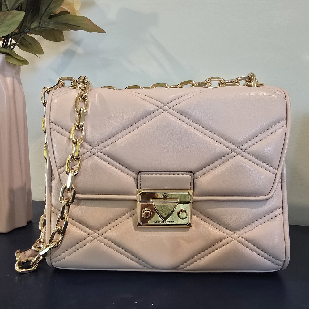 Michael Kors Cream Quilted Shoulder Bag